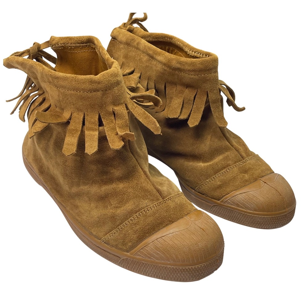 Bensimon B Collection Brown Suede Fringe Moccasin Sneakers EU 40/US 9 Western